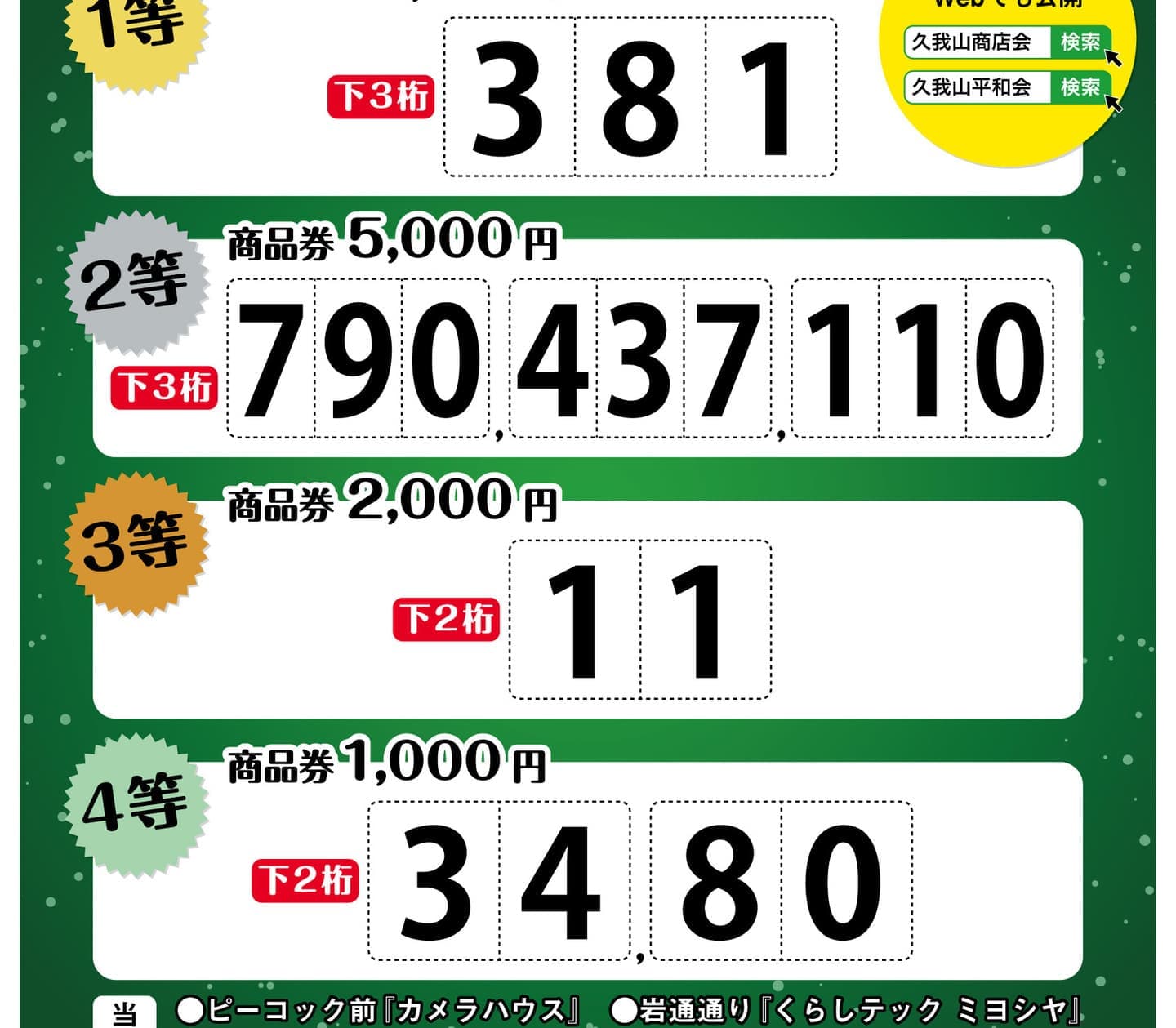 久我山ピカピカ祭り当選番号2023