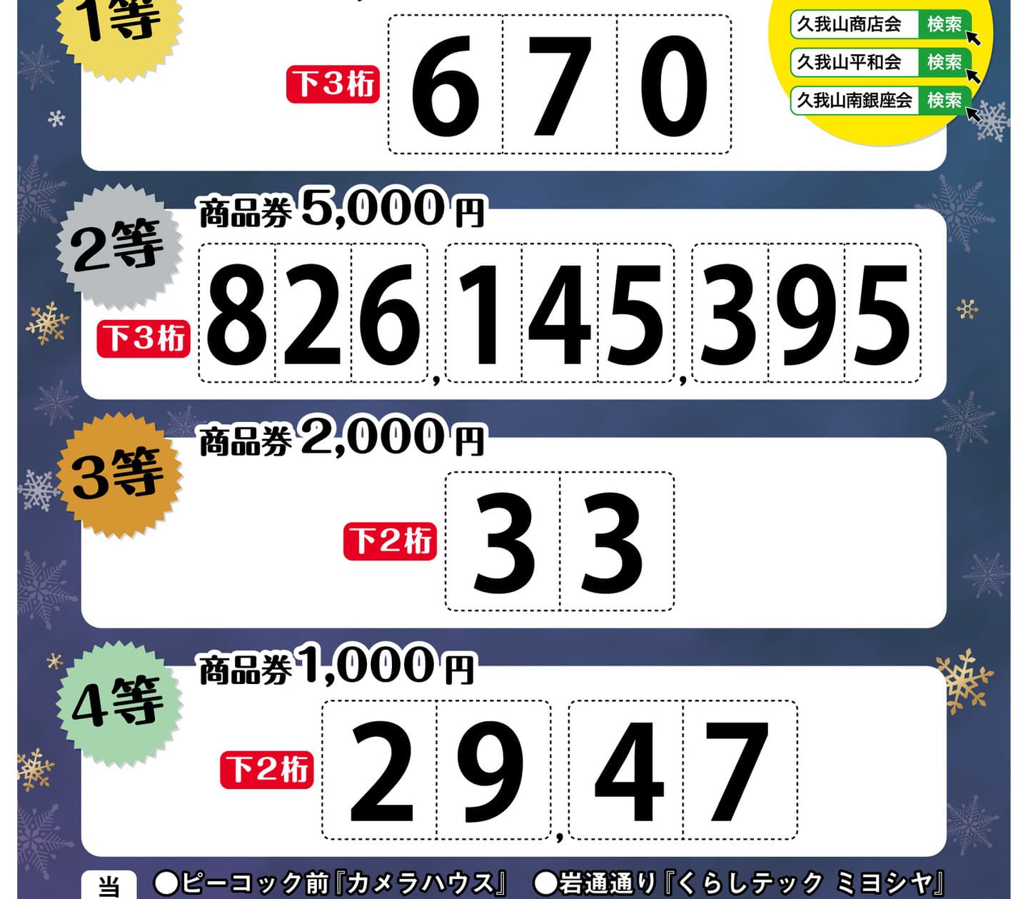 久我山ピカピカ祭り当選番号2025