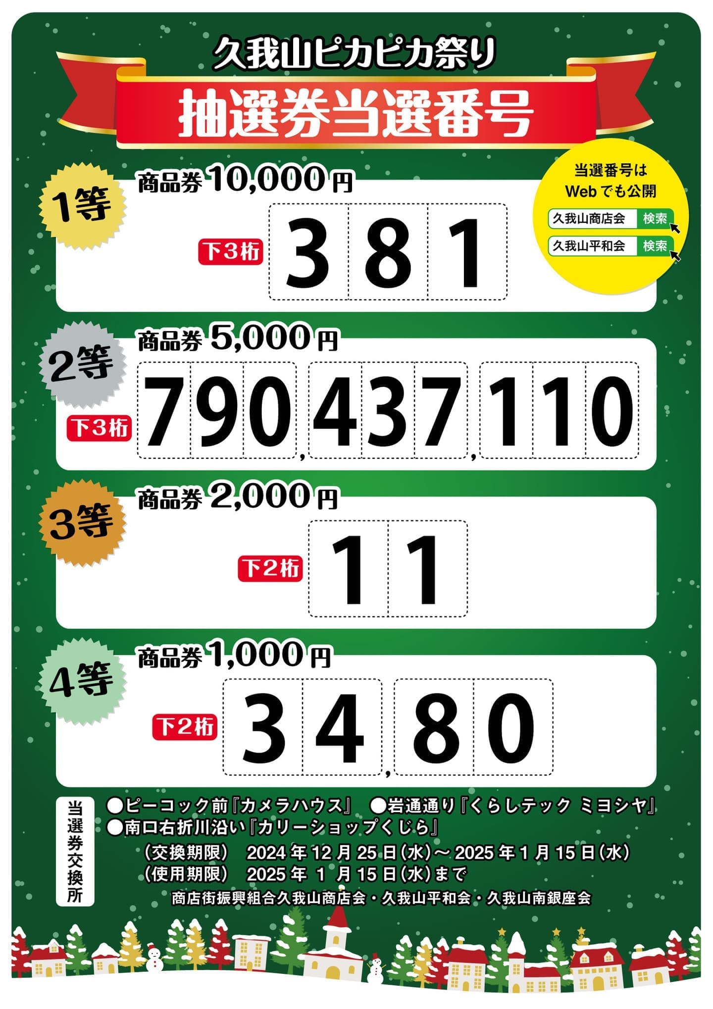 久我山ピカピカ祭り当選番号ポスター