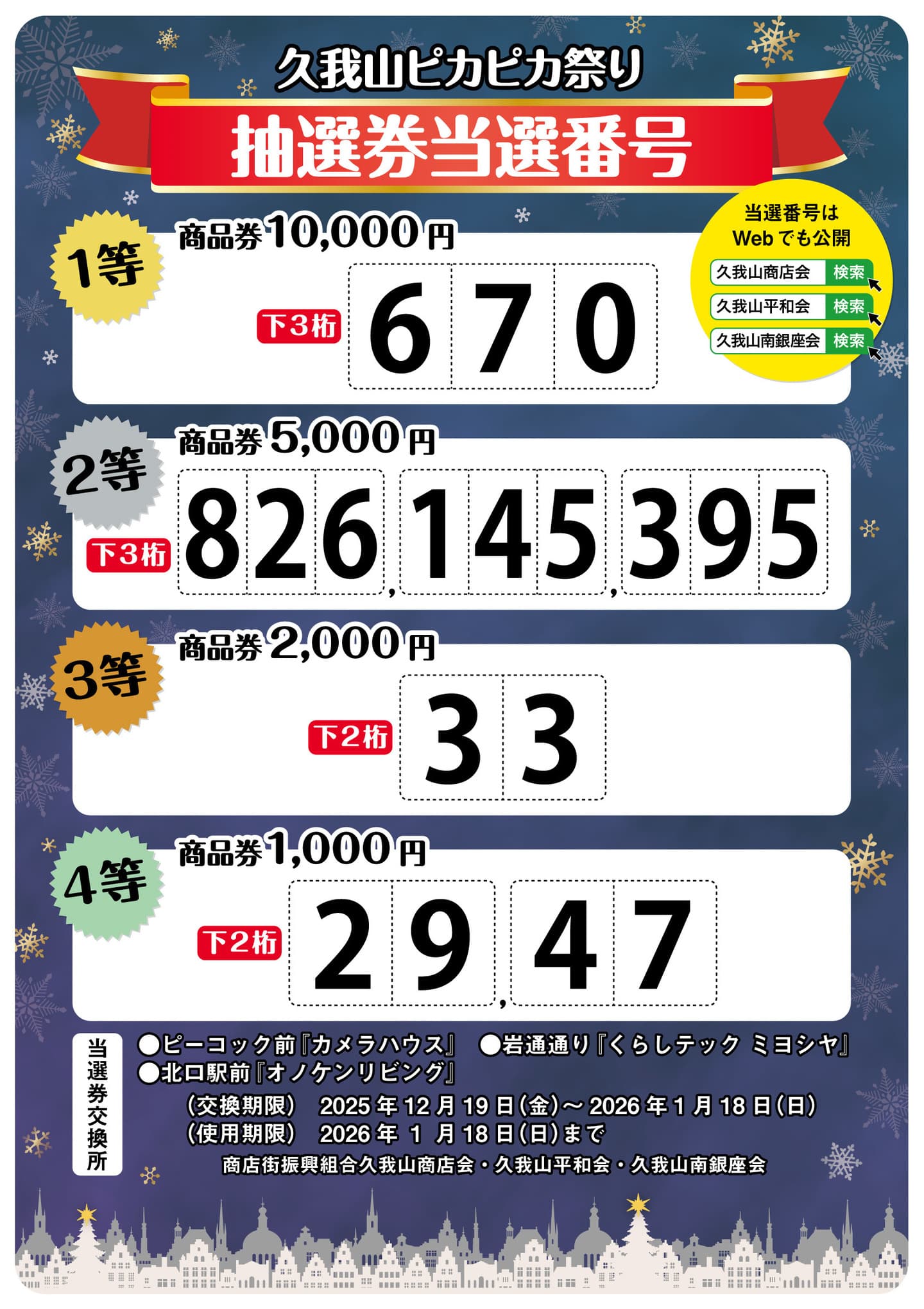久我山ピカピカ祭り当選番号ポスター